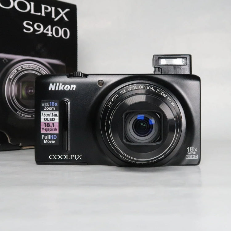 NIKON Coolpix S9400 Digital Camera Black 18.1 MP 18x, Case, SD Card, Boxed